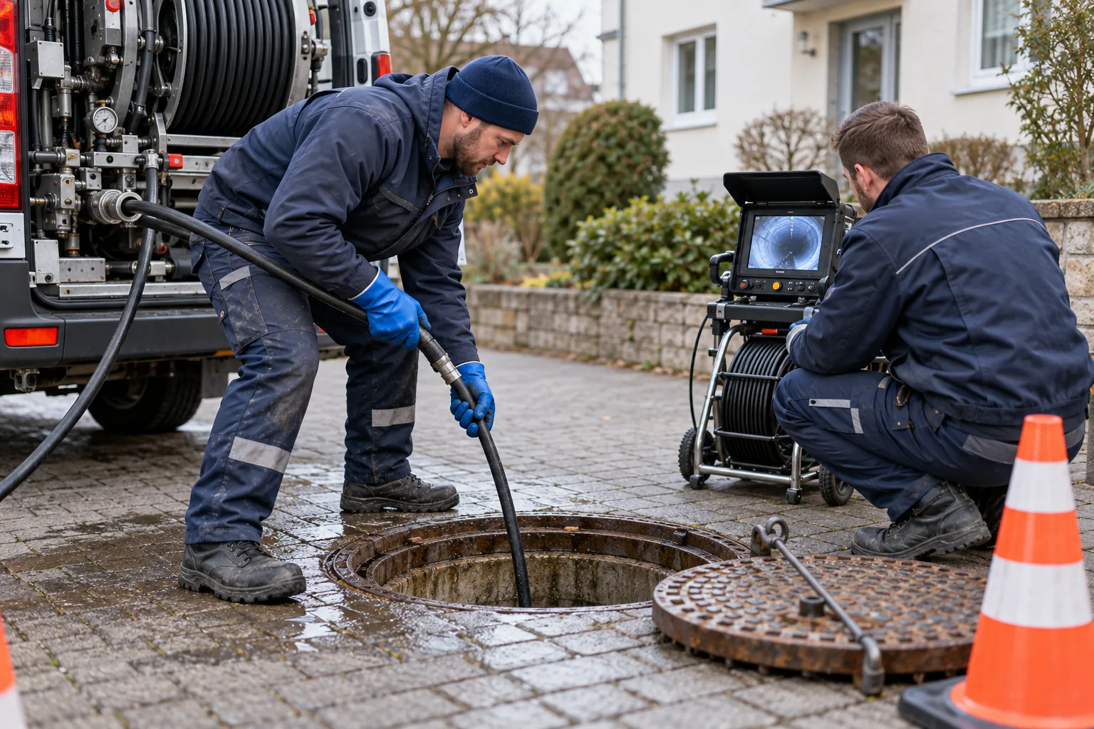 Symbolbild: Arbeiten an einer Abwasserleitung